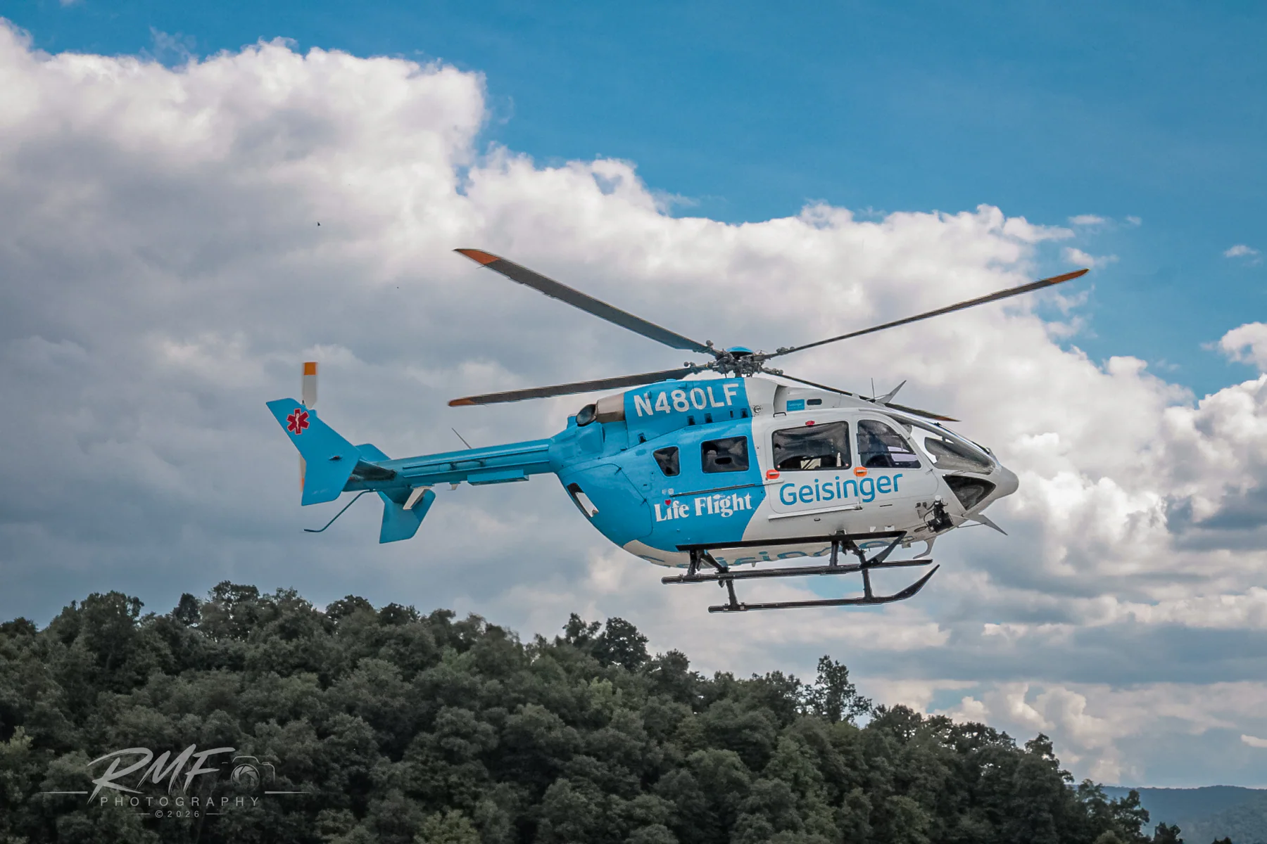Geisinger Life Flight helicopter in flight