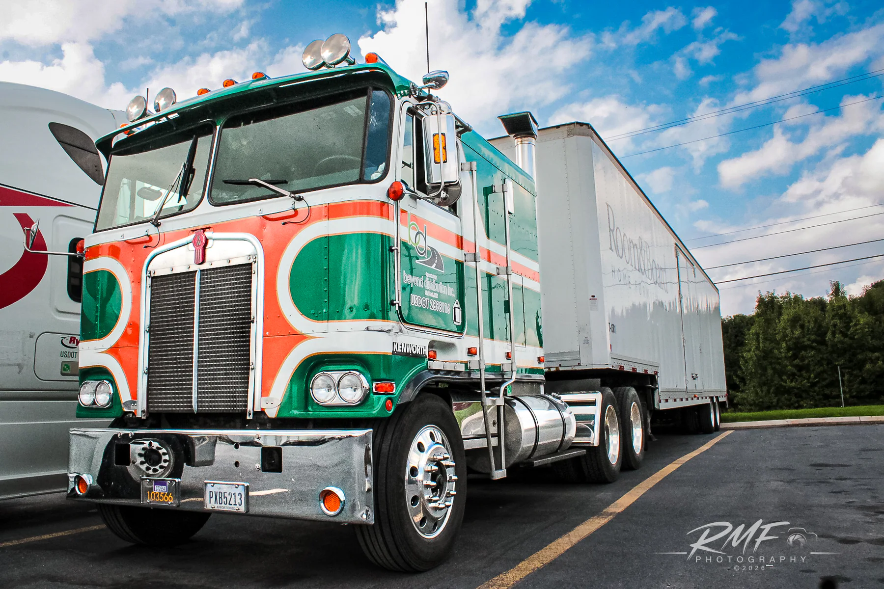 Classic green and orange Kenworth cabover photographed by RMF Photography