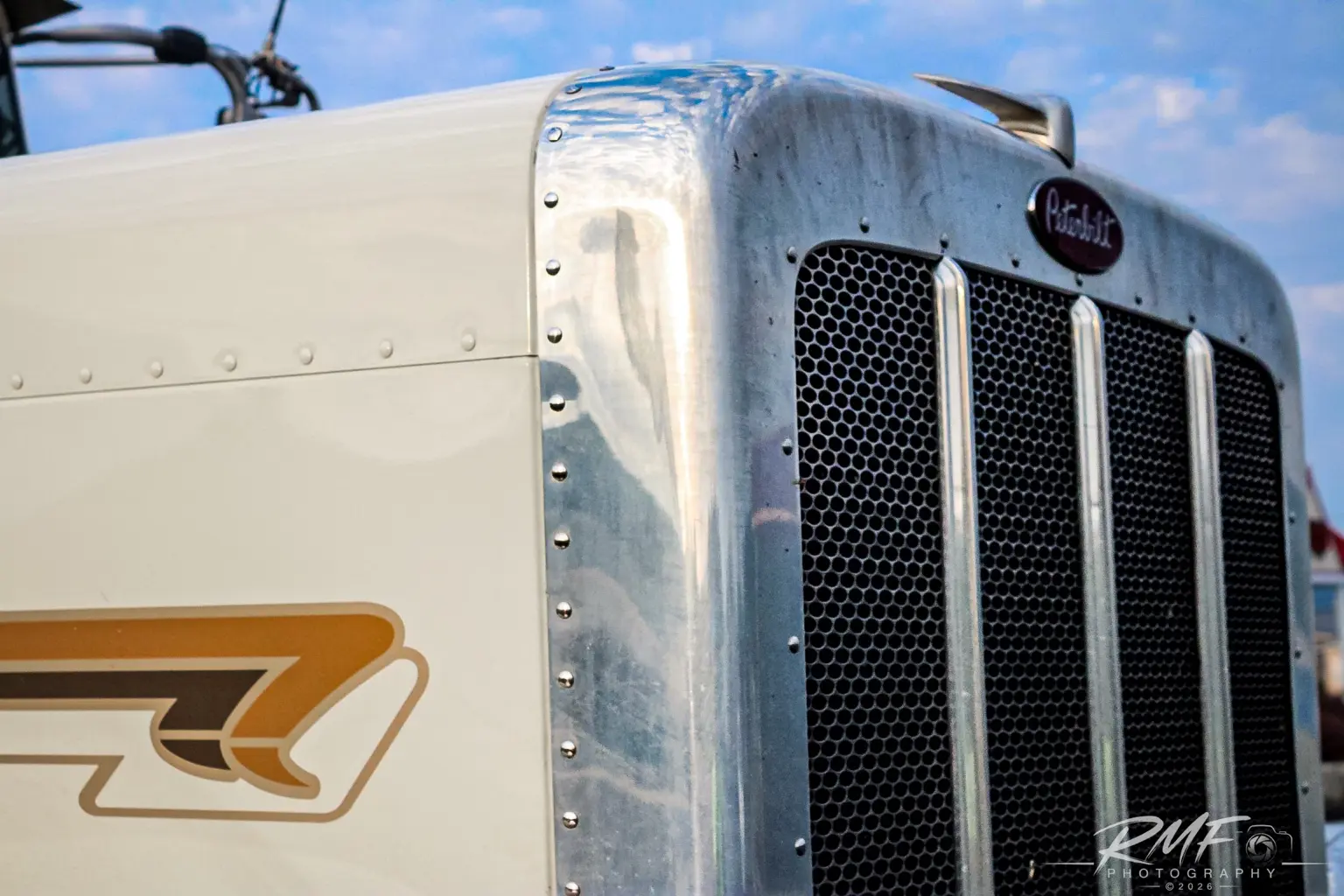 Close detail of a classic Peterbilt grille