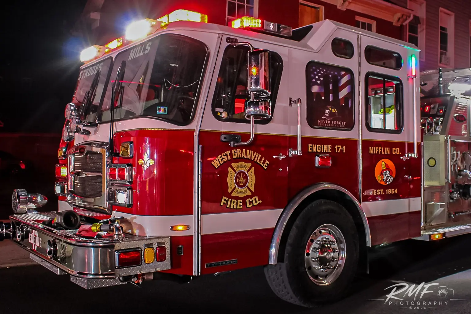 Engine 11 photographed under emergency lighting